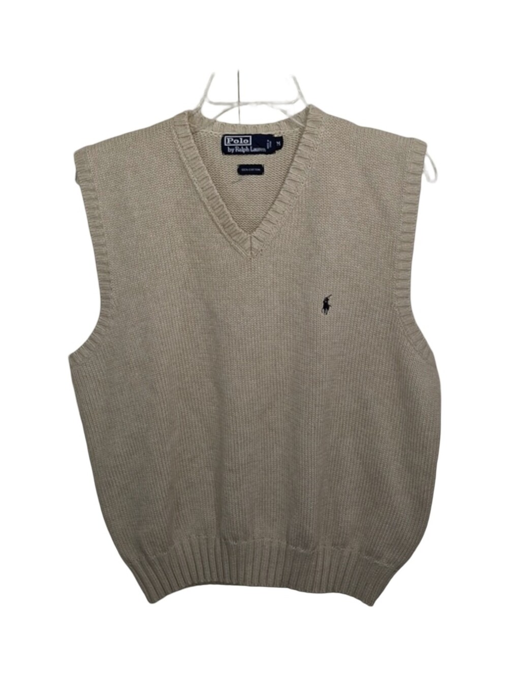 Polo by Ralph Lauren Beige V-Neck Knit Sweater Vest
